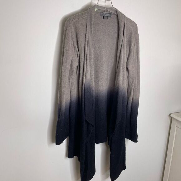 Barefoot Dreams Cozychic Lite Ombre Calypso Wrap Cardigan Pewter Black Size S/M - Picture 2 of 6